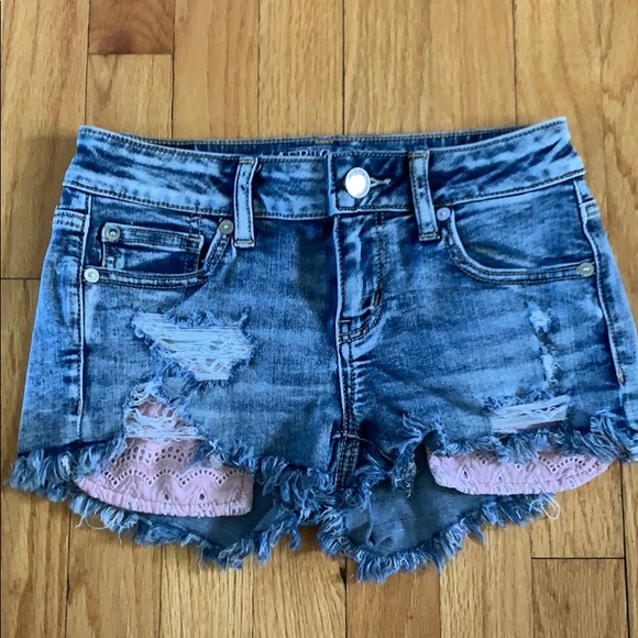 American Eagle Lace Pocket Jean Shorts 